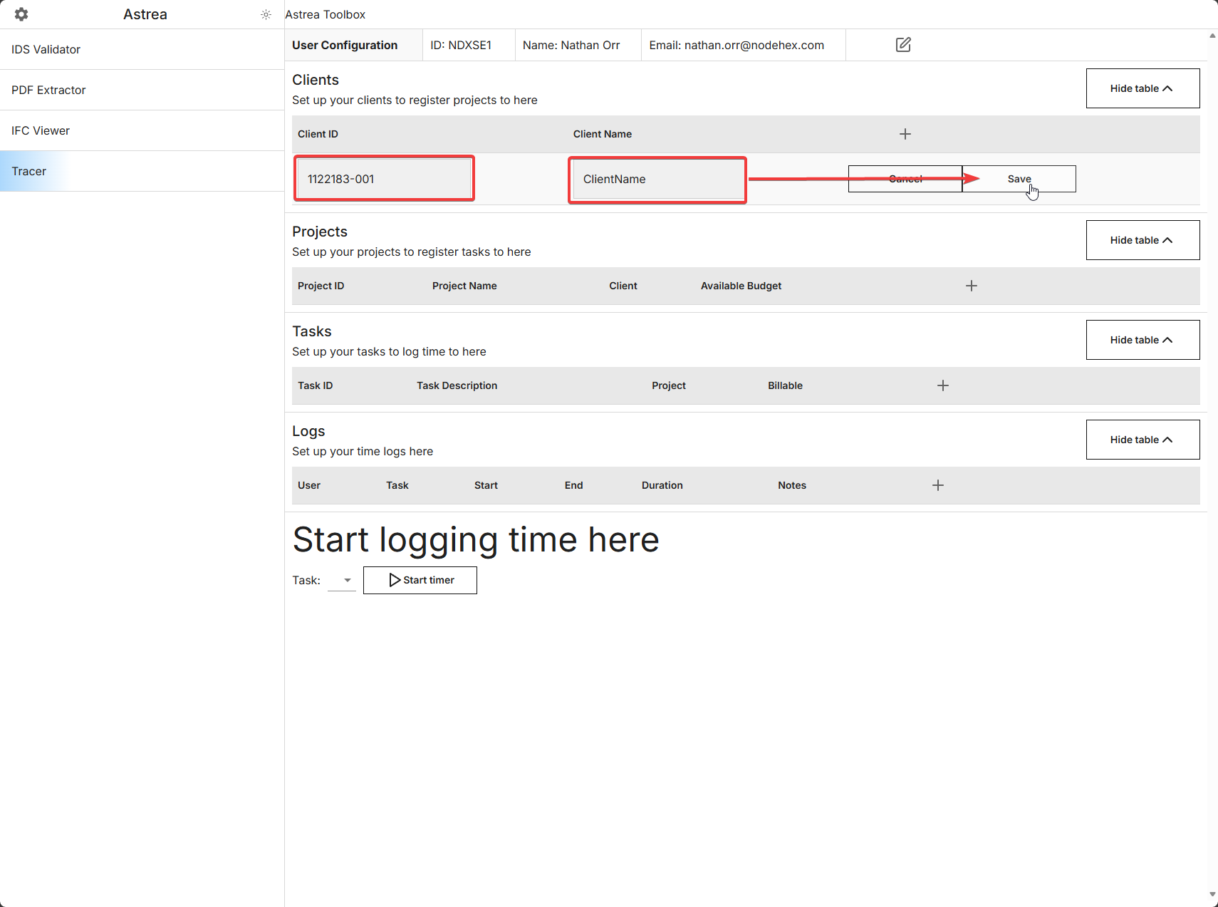 Setup - adding a client