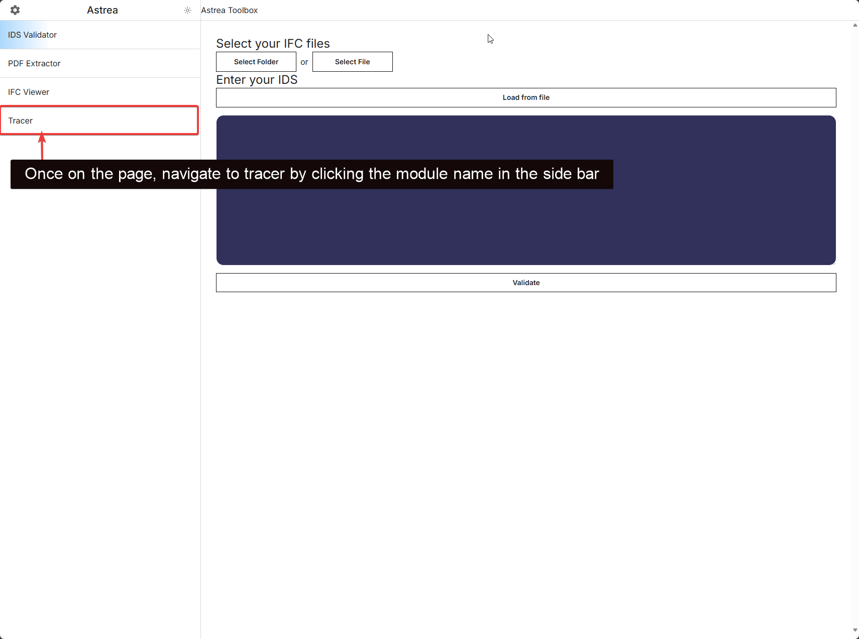 Navigating to Tracer